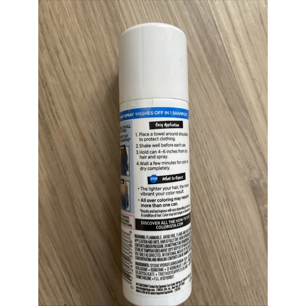 L'Oréal Paris Colorista Spray Wash-Out Hair Color Blue BLUE300 2.0 OZ - Picture 2 of 2